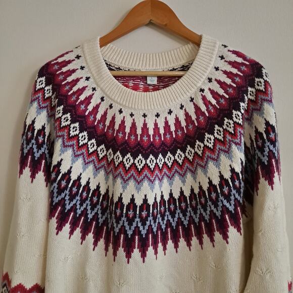 Sundance Eloise Fair Isle Sweater Wool Blend Knit Coconut Multi Women's Size L - Picture 6 of 11